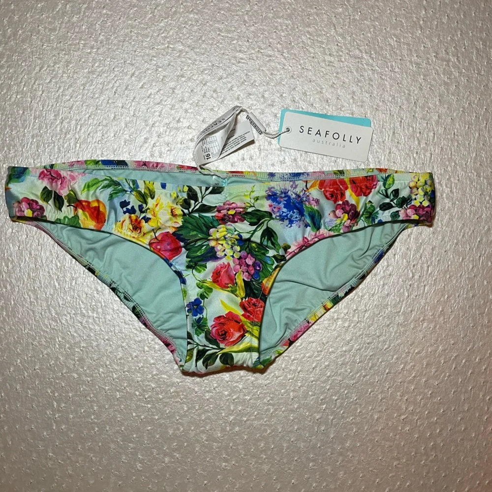 NWT Seafolly Summer Garden Sweetheart Hipster Bottoms Size US 12 Floral Ruched - Picture 5 of 10